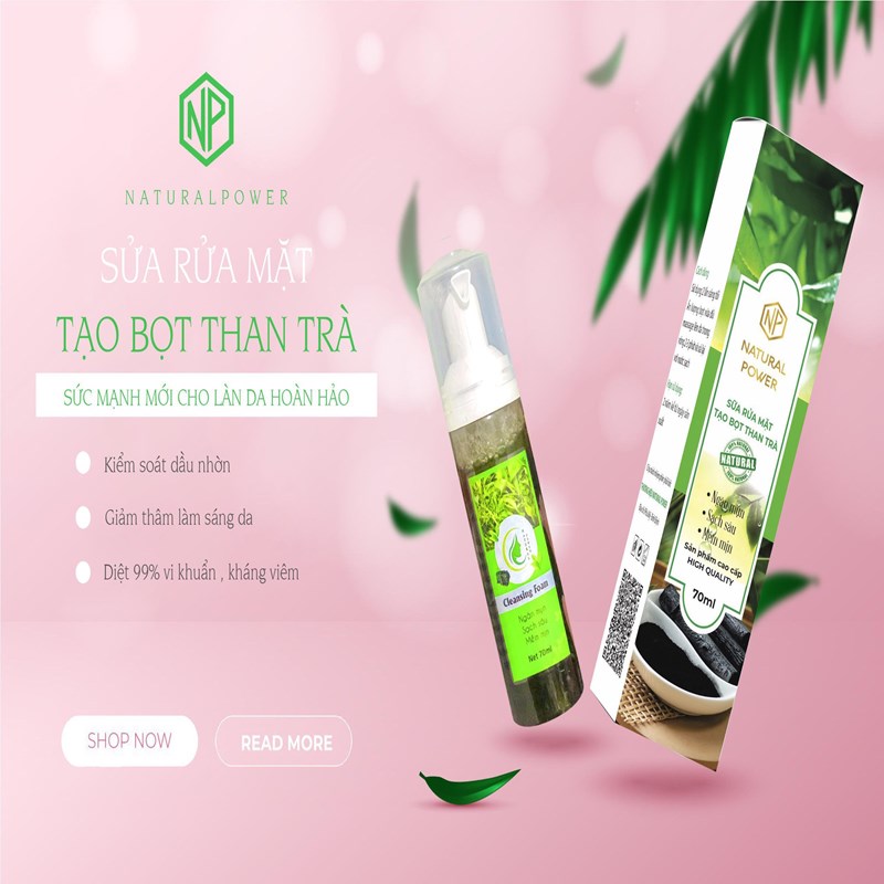 sửa rửa mặt tạo bọt than trà